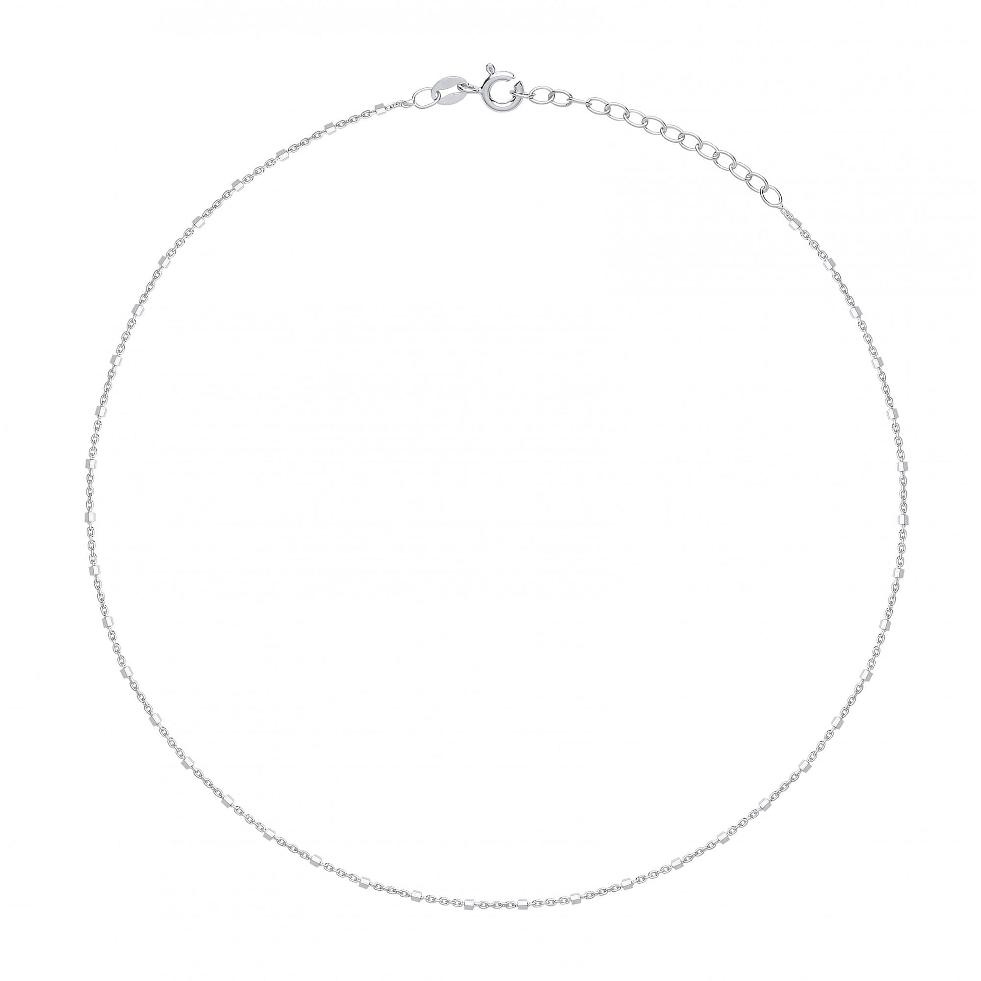 925 Rhodium Plated 14"  Fancy 8 Side Dice Necklace