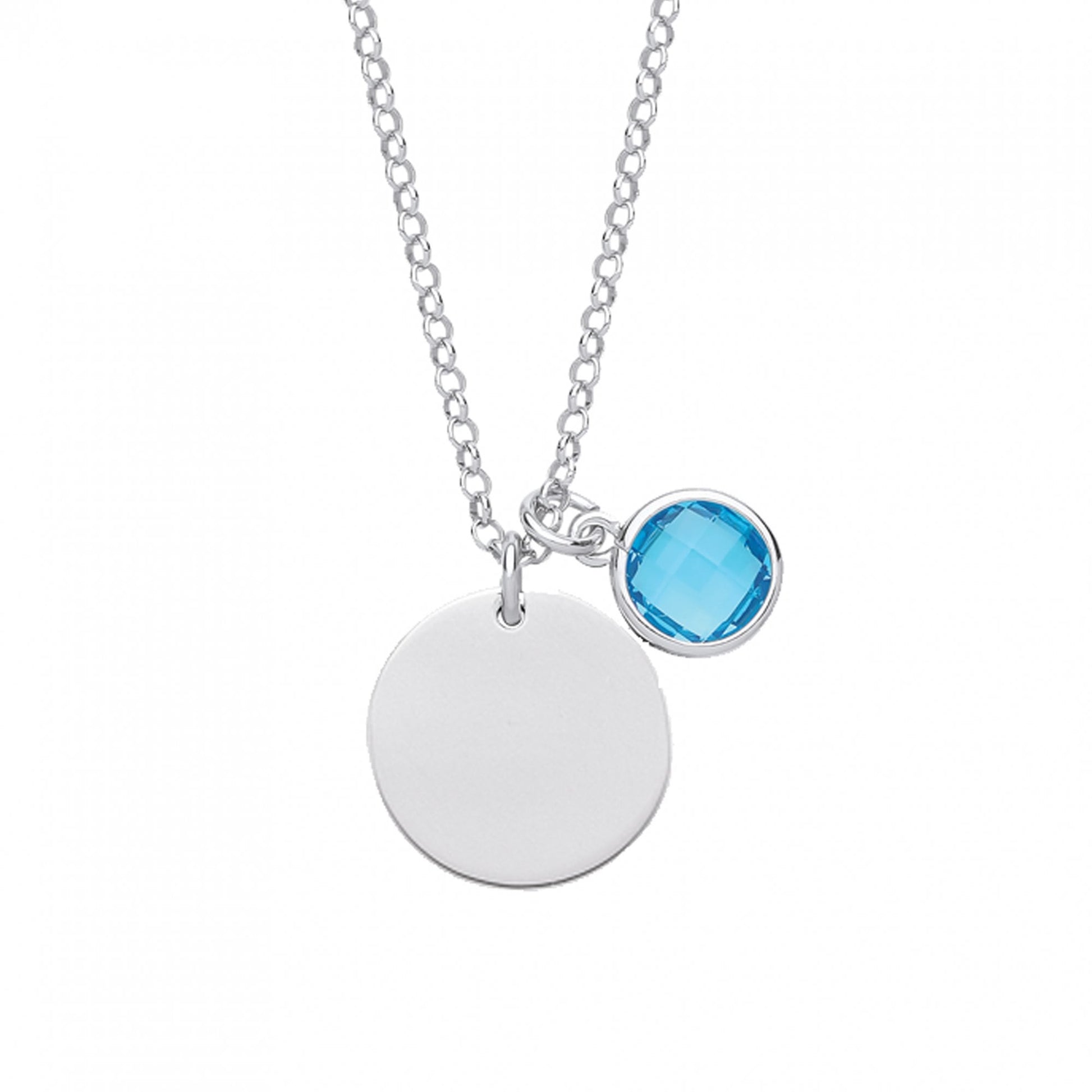 925 Sterling Silver December Tanzanite Zircon Turquoise Disc Necklace