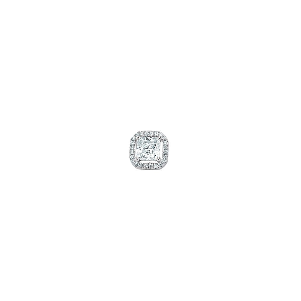 925 Sterling Silver Cubic Zirconia Emerald-Cut Micro Pavé Pendant