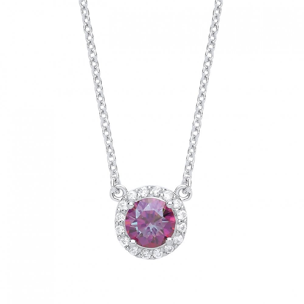 925 Sterling Silver Necklace With CZ & Mystic Quartz Round Pendant