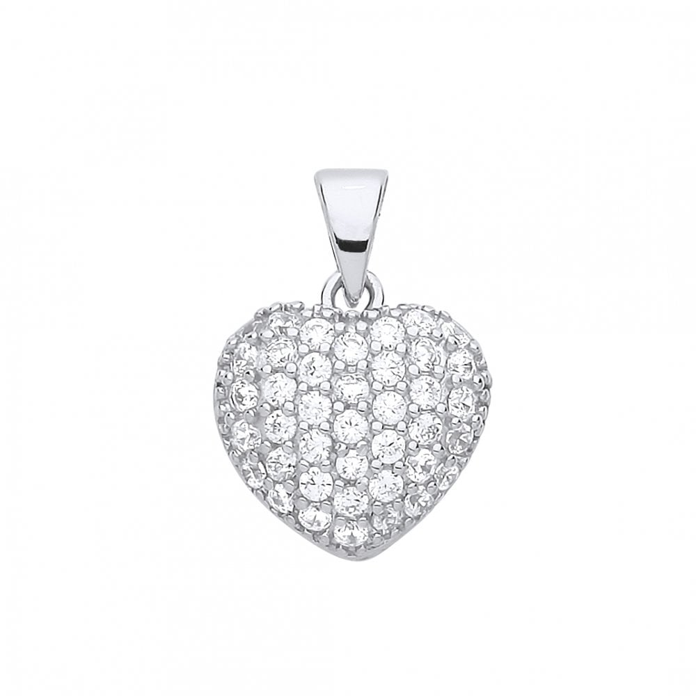Silver CZ Fancy Heart Pendant