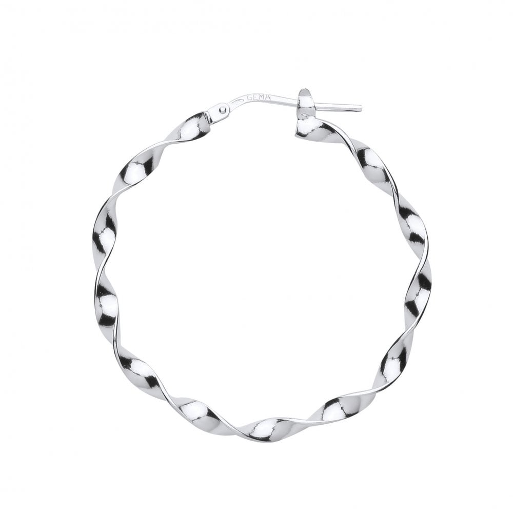 925 Sterling Silver Twist Hoop Earrings