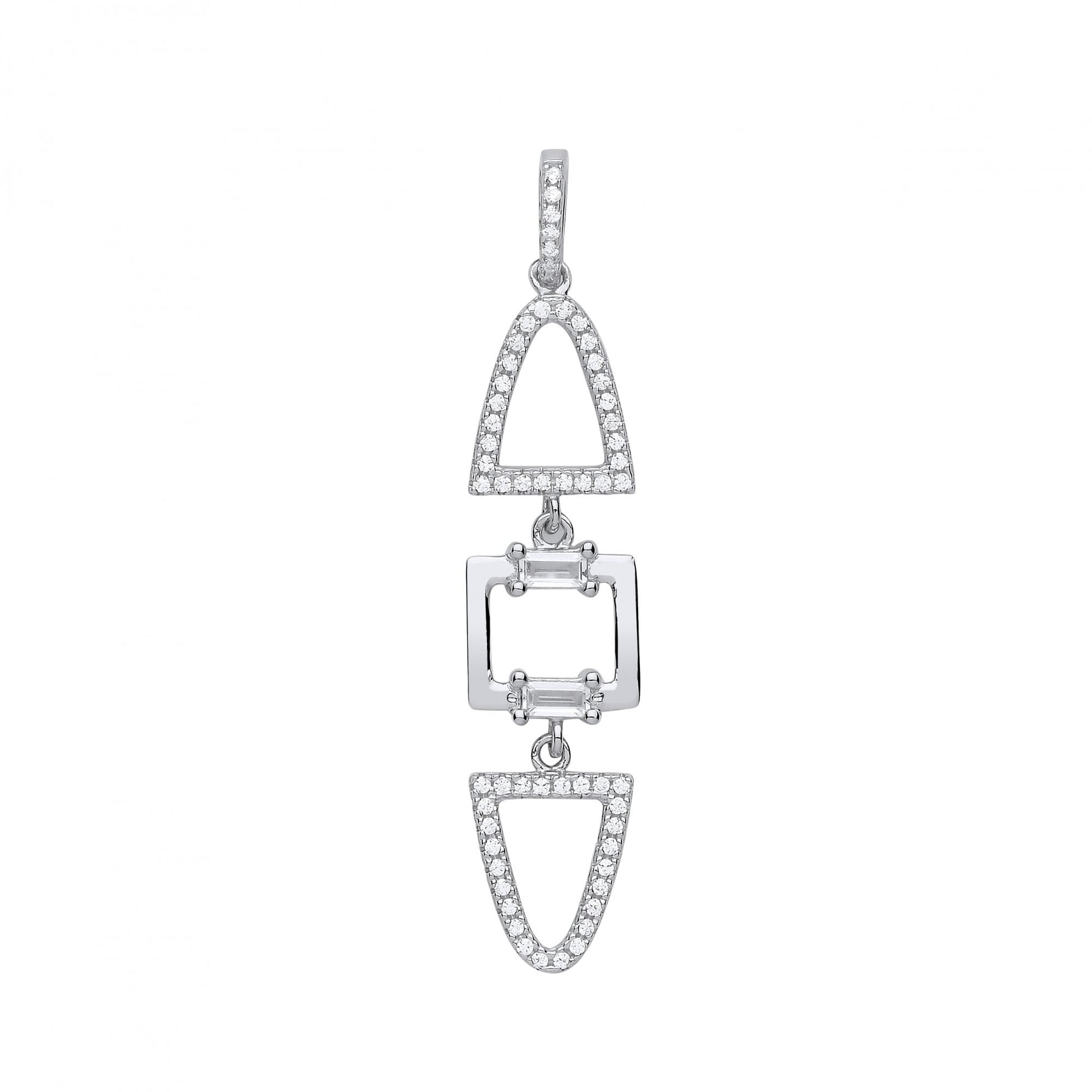 Silver CZ Triple Shape Fancy Drop Pendant
