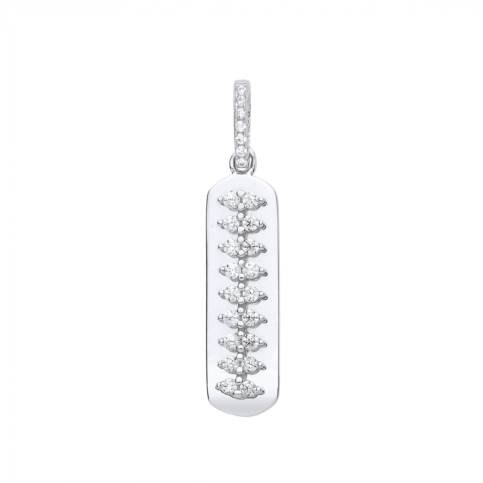 Silver CZ Claw Set Bar Pendant