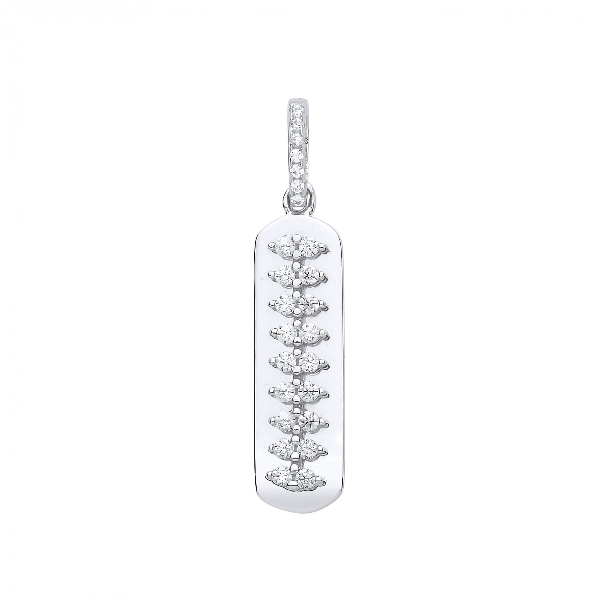 Silver CZ Claw Set Bar Pendant