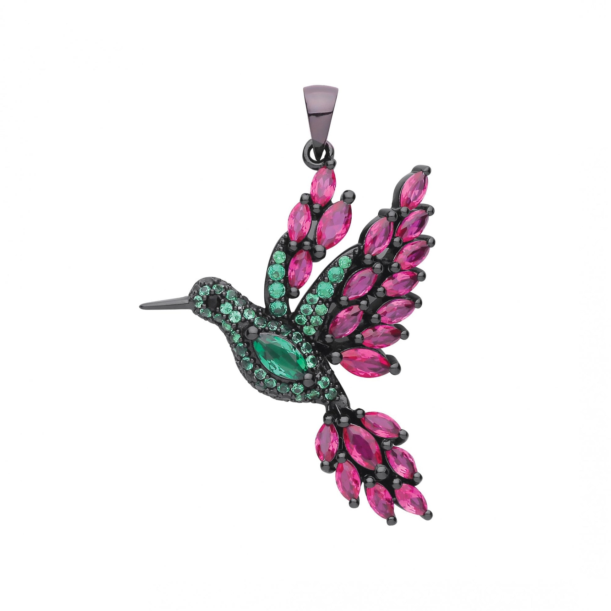 Silver Ruby & Emerald Flamingo Pendant