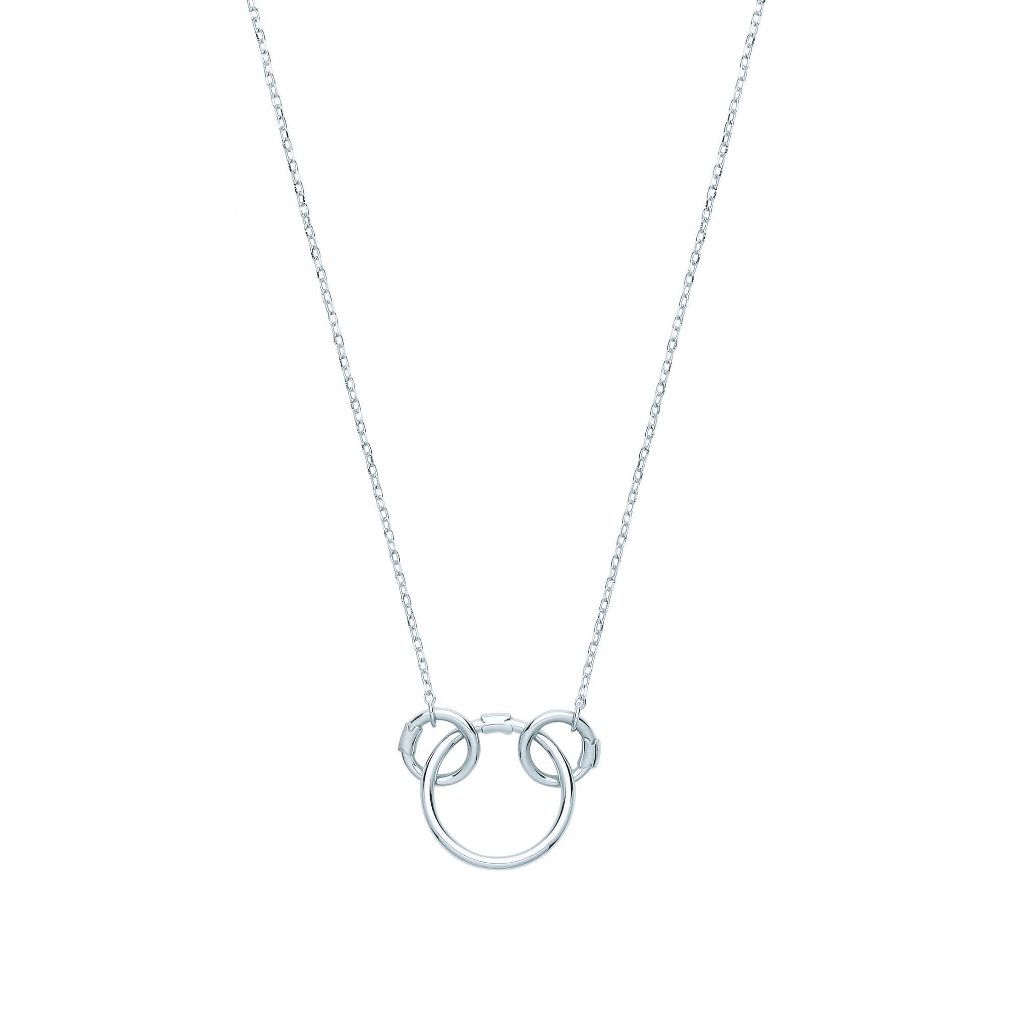 Silver Triple Circle Necklace With Spring Open For Charms