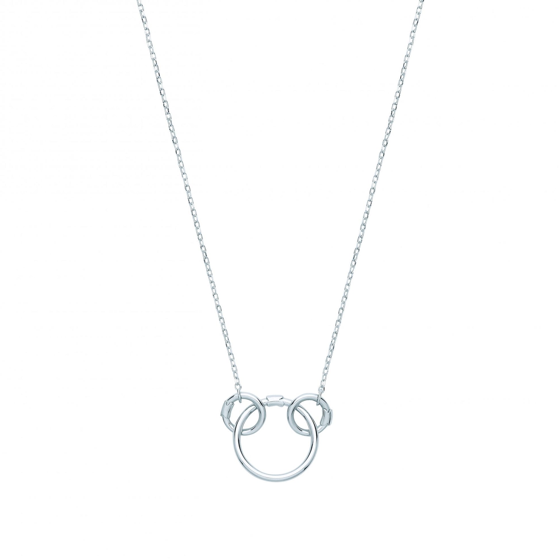 Silver Triple Circle Necklace With Spring Open For Charms