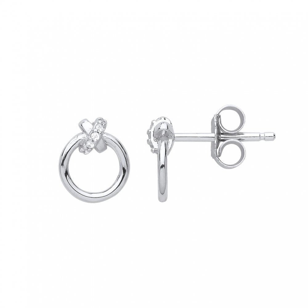 Silver CZ Kiss Fancy Stud Earrings