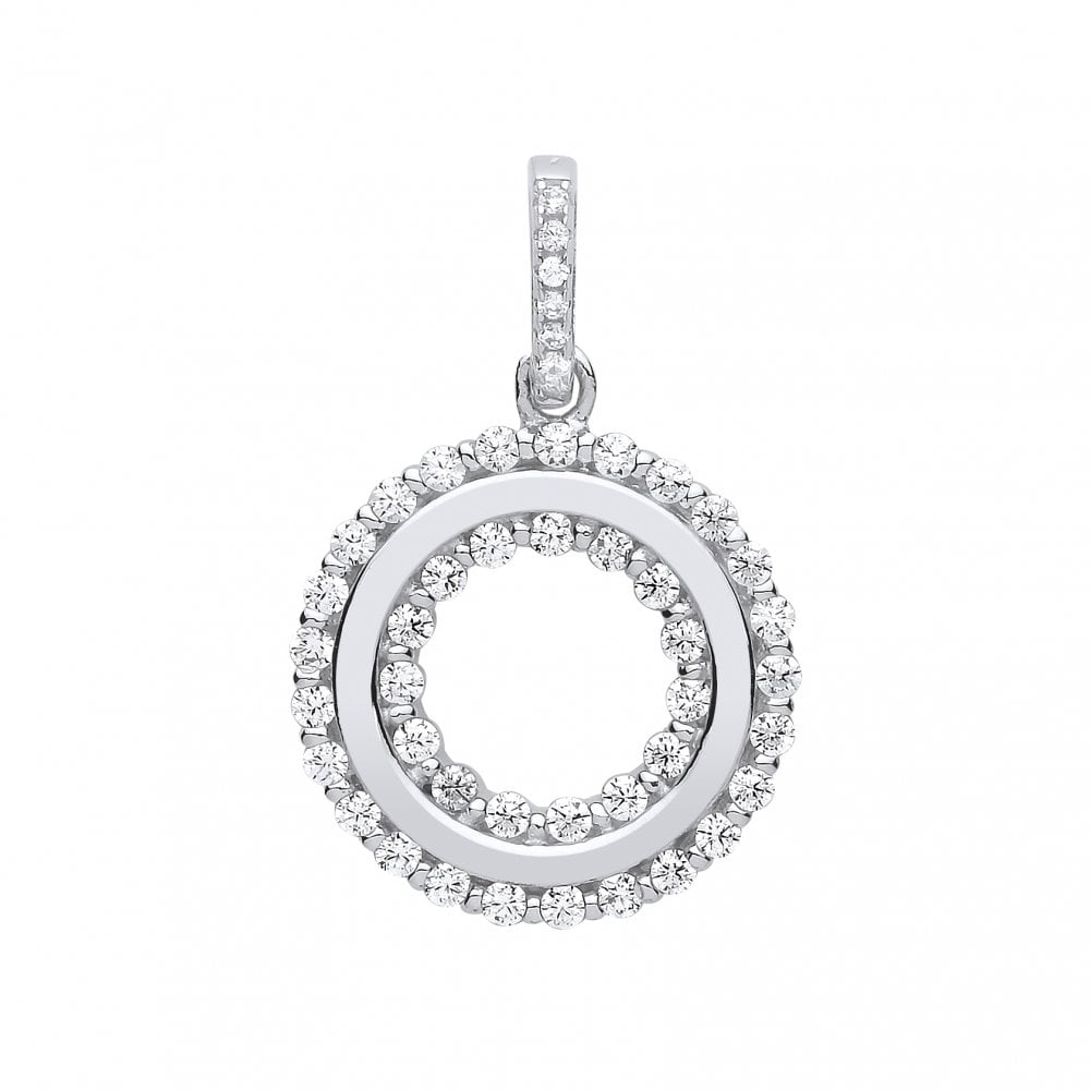 Silver CZ Fancy Circle Pendant