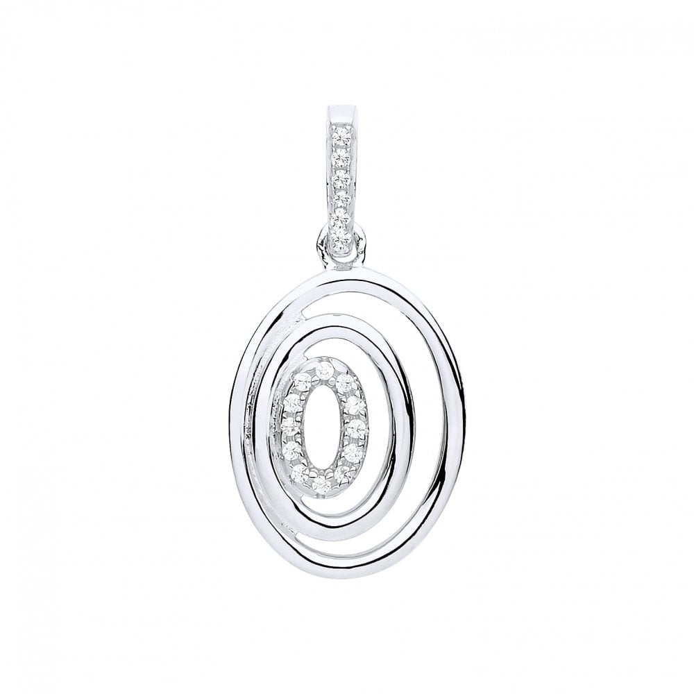Gold Plated CZ Fancy Oval Pendant