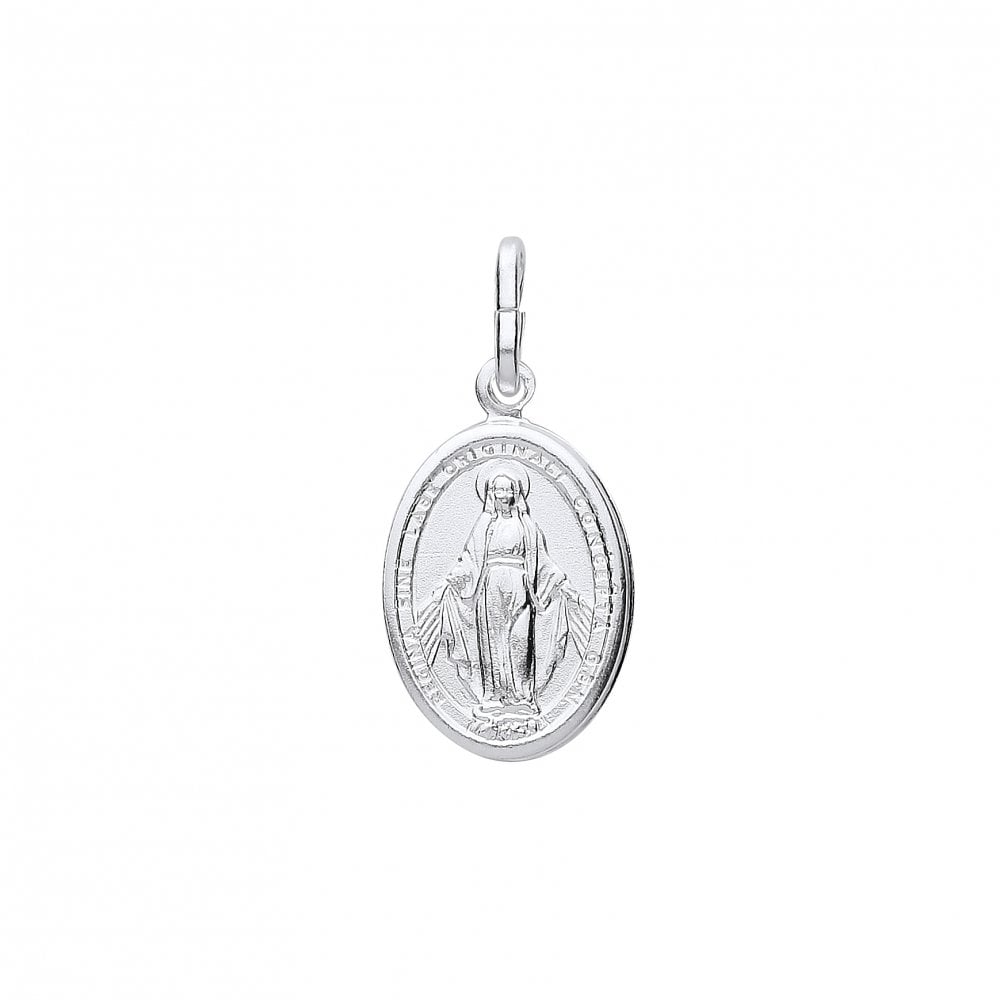 Silver Rhodium Plated Oval St Christopher Pendant