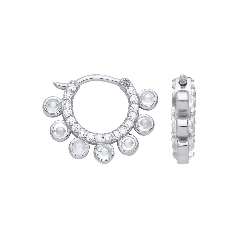 Gold Plated CZ Fancy Huggie Earrings
