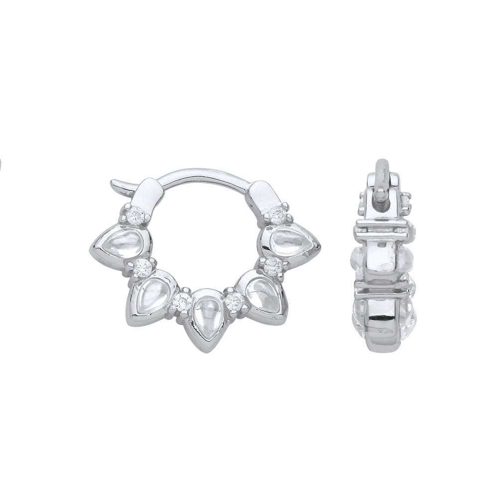 Gold Plated CZ Fancy Huggie Earrings