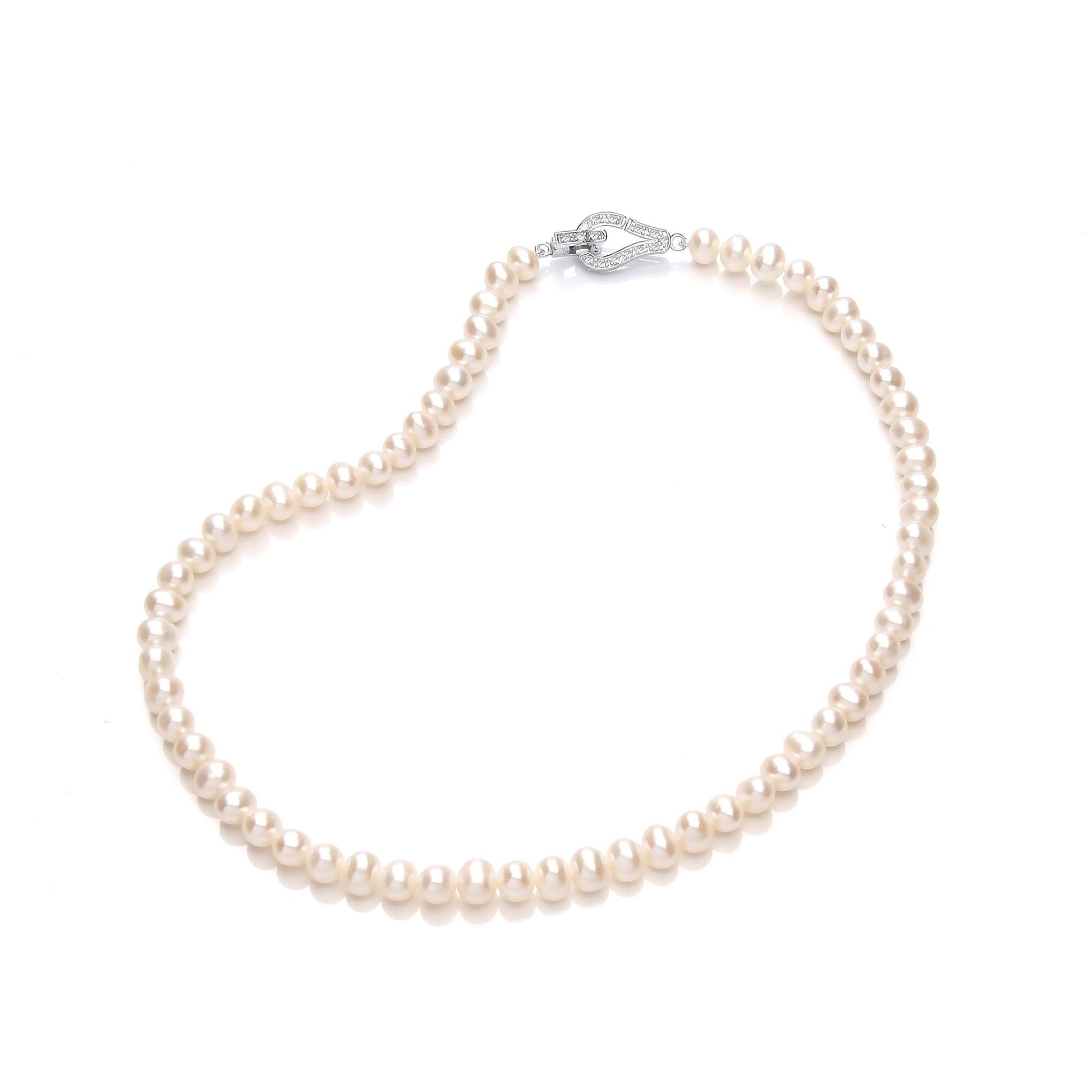 Silver CZ & Fresh Water Pearl 16" Necklace