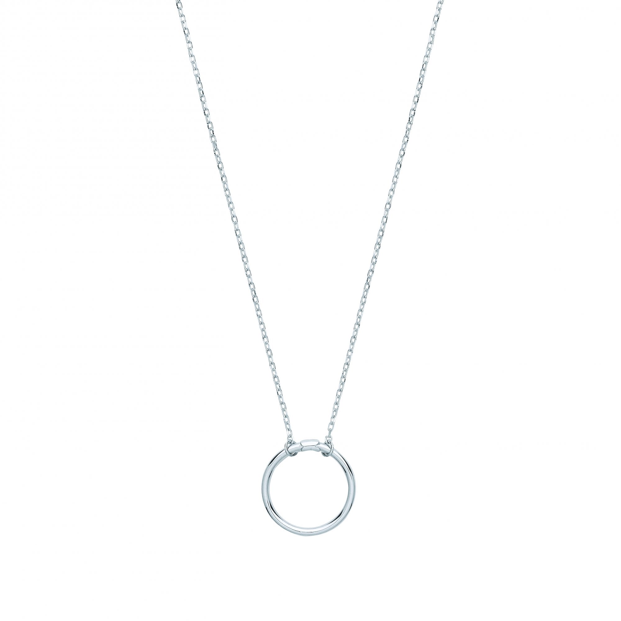 Silver Circle Pendant Necklace With Spring Open For Charms