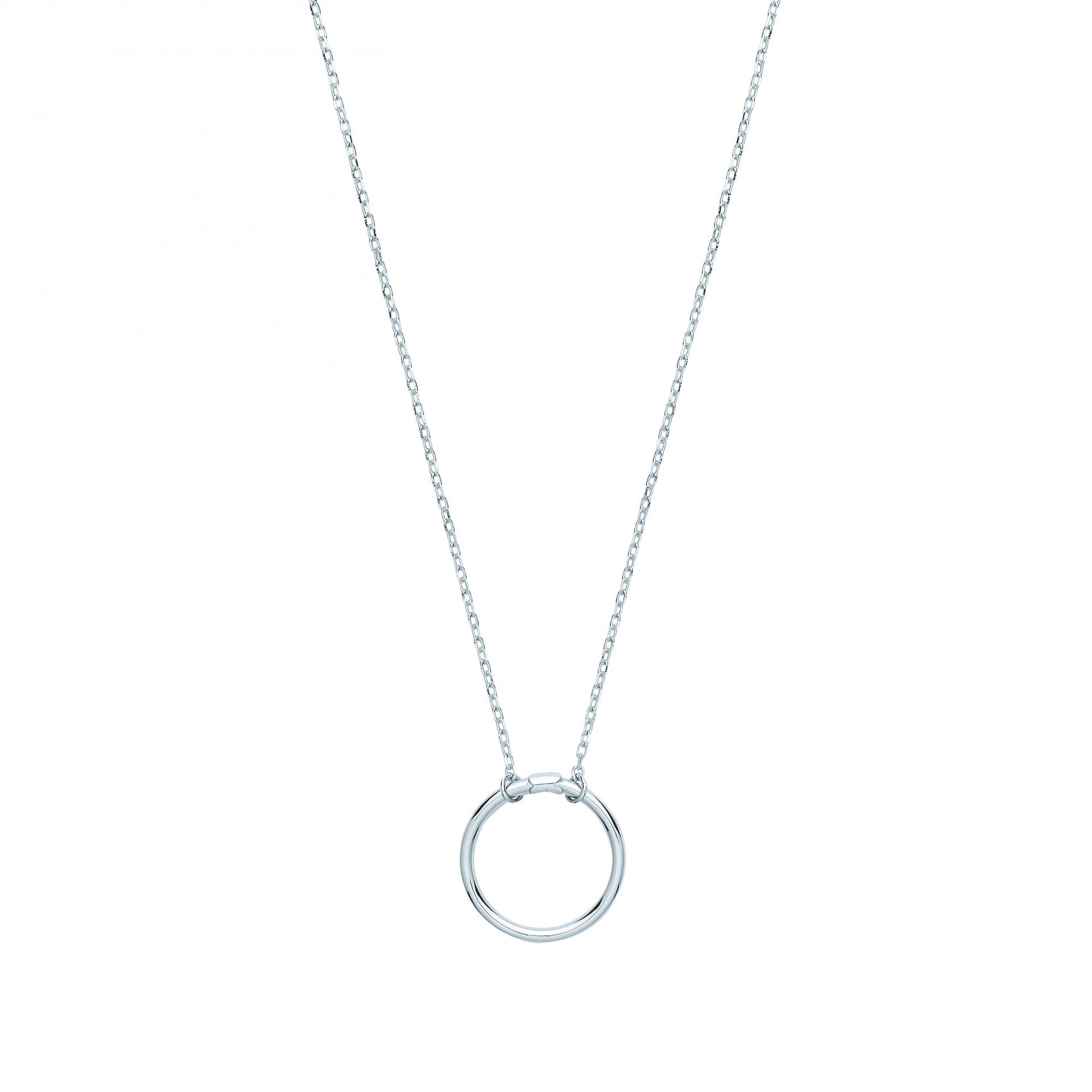 Silver Circle Pendant Necklace With Spring Open For Charms