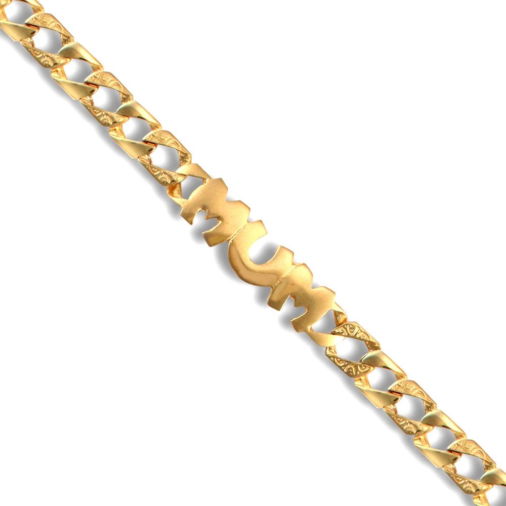 Ladies Solid 9ct Yellow Gold MUM Venezia Curb 6mm Gauge Bracelet
