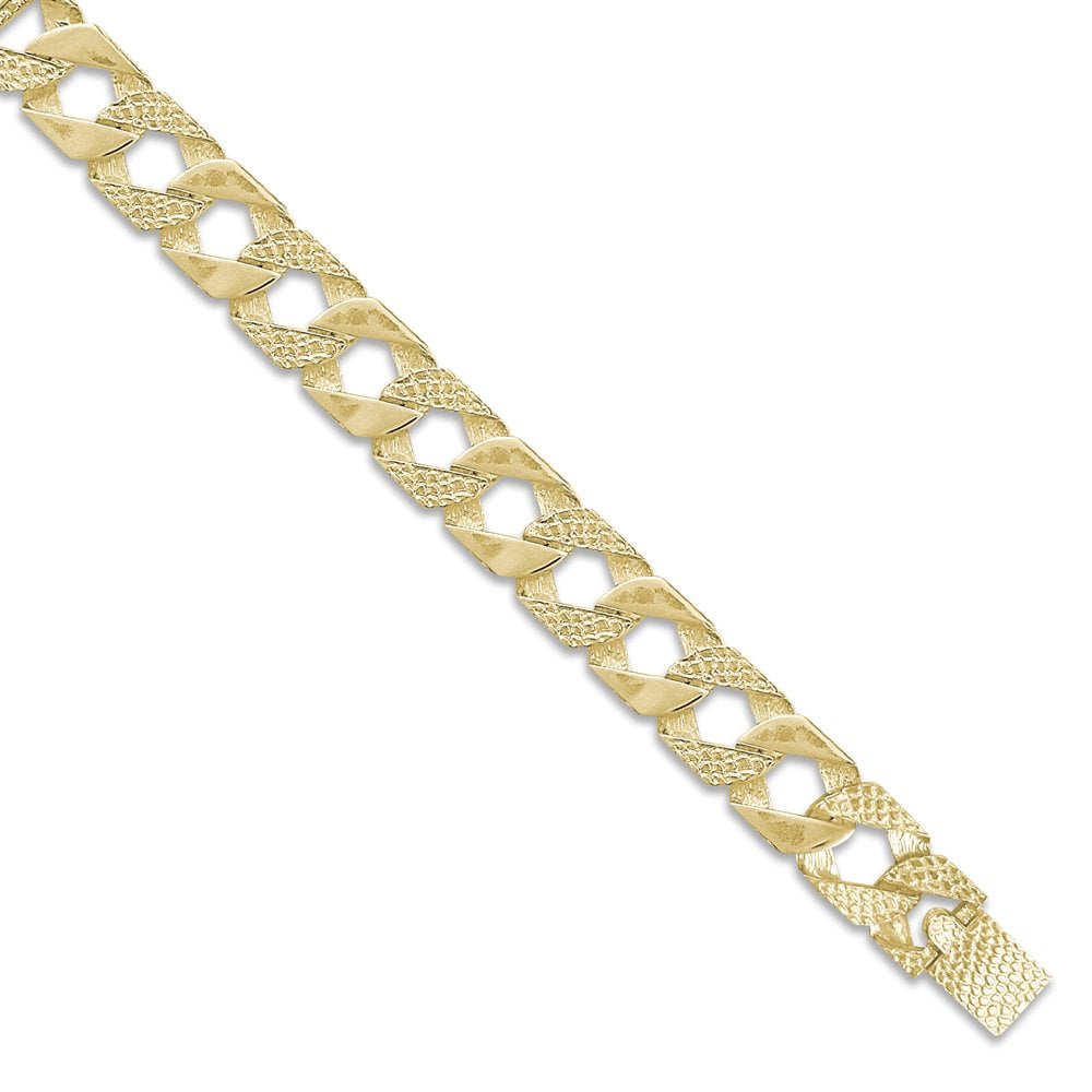 Men's Solid 9ct Yellow Gold London Lizard Curb 16mm Gauge Hand Assembled Cast Chain Necklace, 30 inch