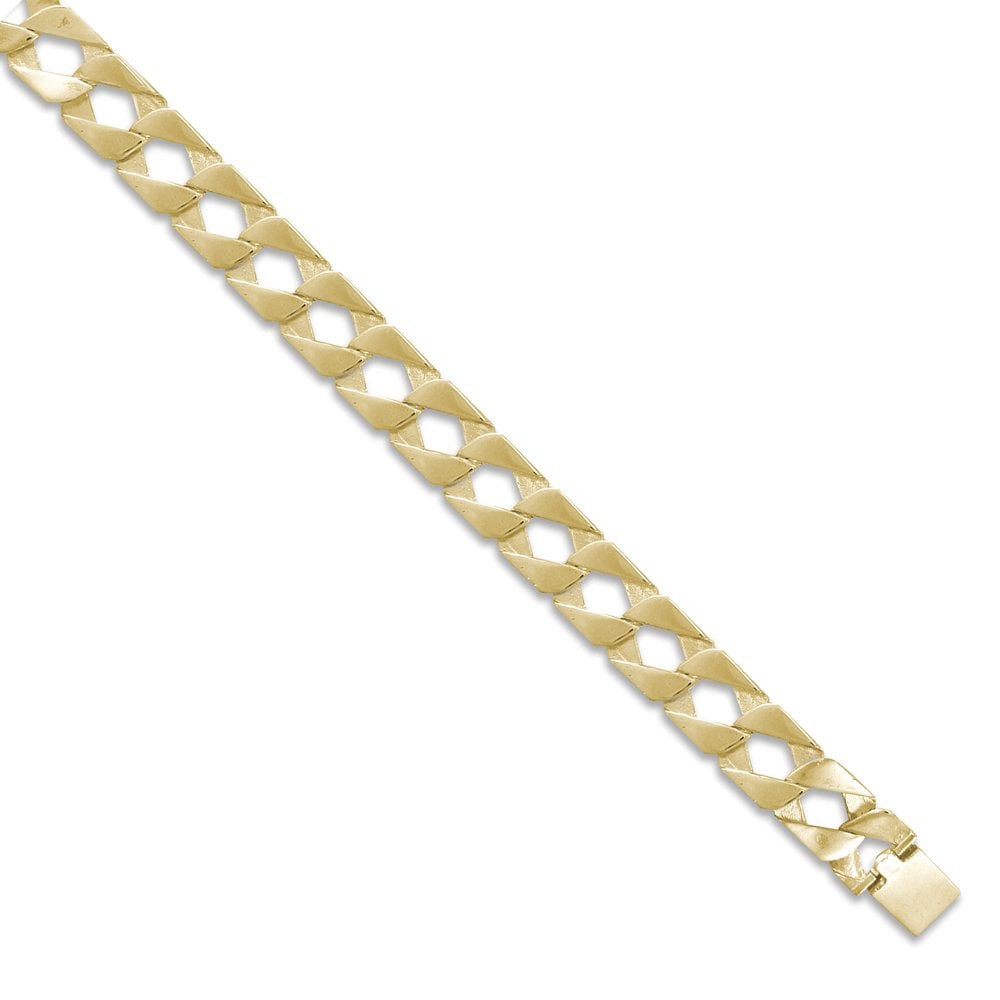 Men's Solid 9ct Yellow Gold Denmark Curb 14mm Gauge Hand Assembled Cast Chain Necklace, 30 inch