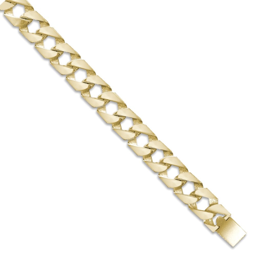 Men's Solid 9ct Yellow Gold Paris Curb 16mm Gauge Hand Assembled Cast Chain Necklace, 30 inch