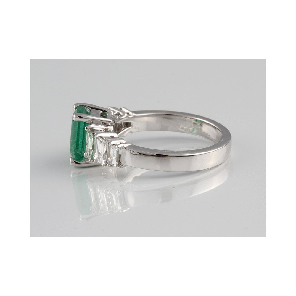 9ct White Gold Emerald 1.22ct and 0.87ct Diamond Ring