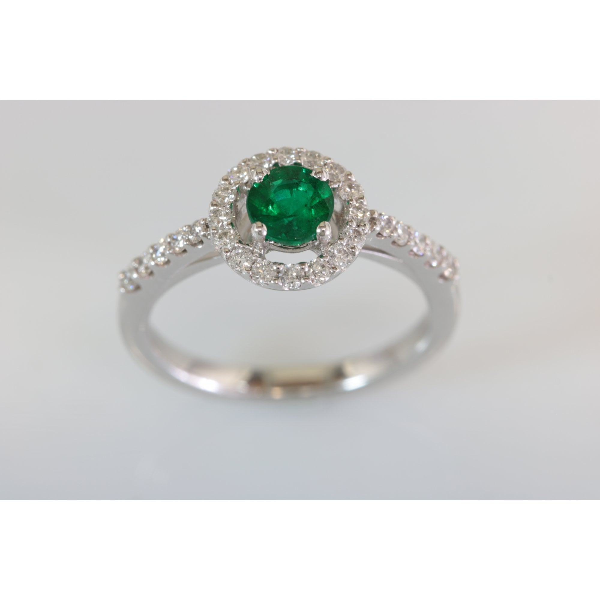18ct White Gold Emerald 0.48ct and Diamond 0.45ct Dress Ring