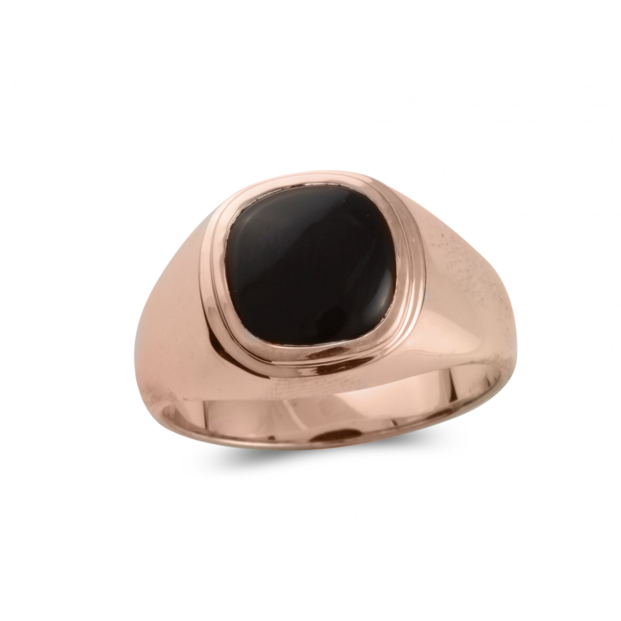 9ct Rose Gold Cushion Cut Onyx Signet Ring