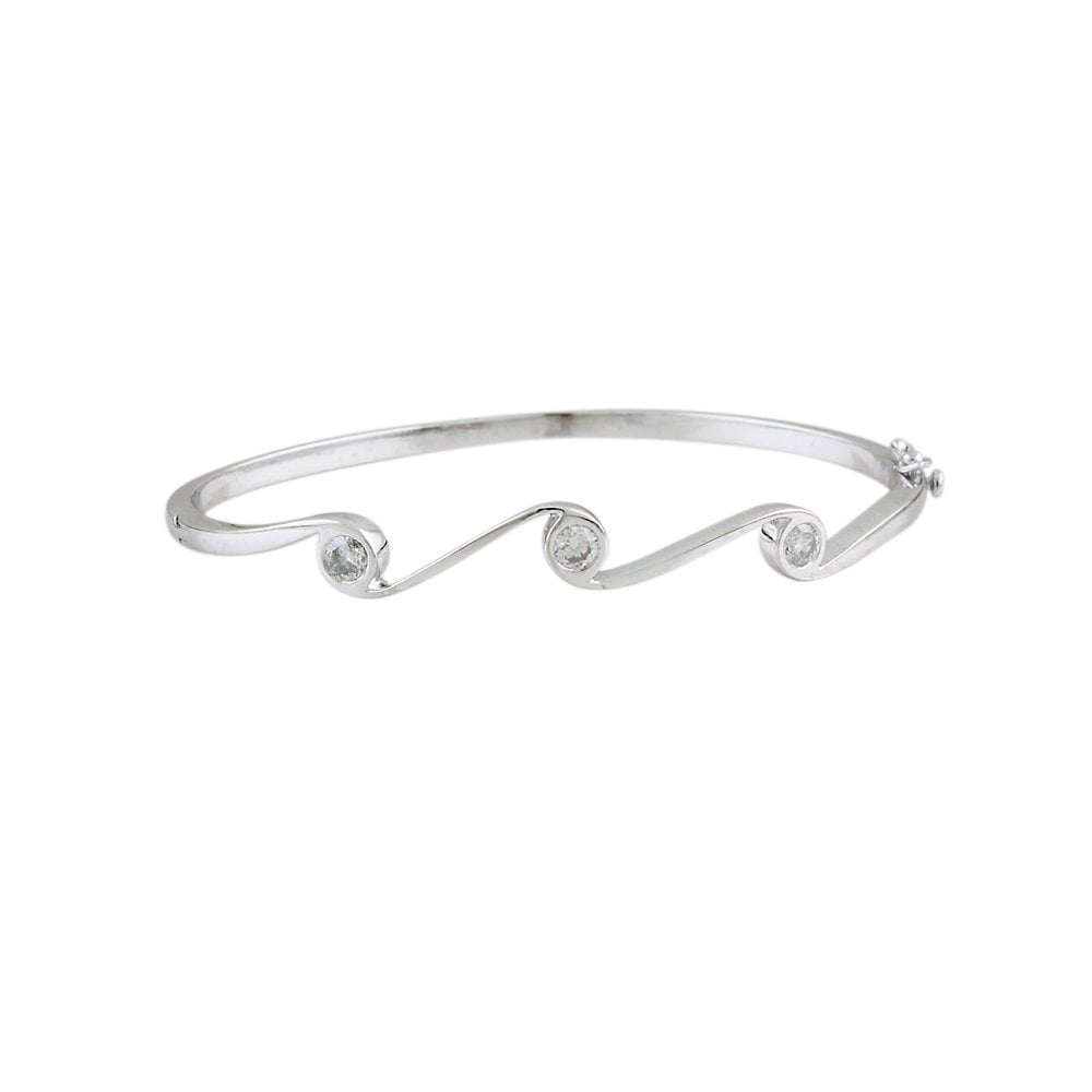 9ct White Gold Flush Set Hinged Diamond Bangle 0.60ct