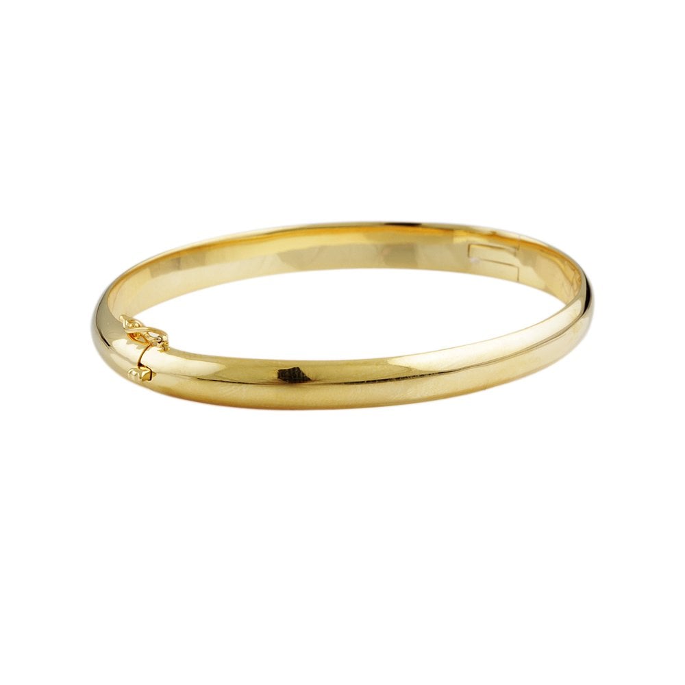 9ct Yellow Gold D Shape Profile Hinged Bangle