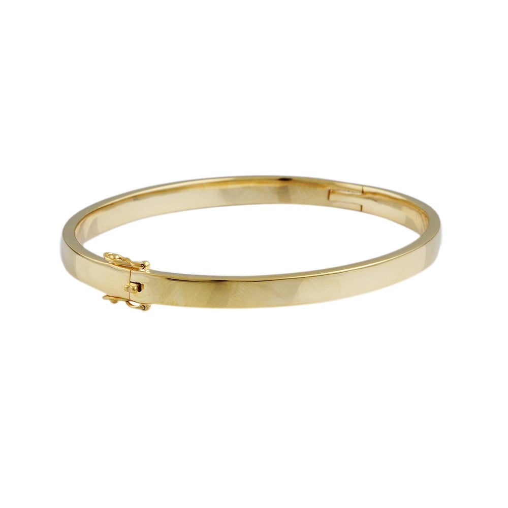 9ct Yellow Gold Plain Flat Hinged Bangle