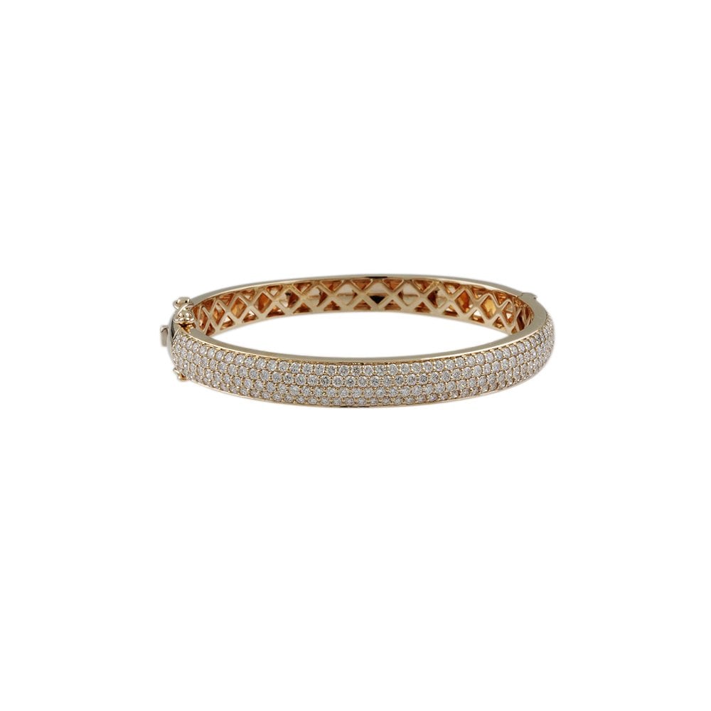 9ct Yellow Gold Hinged Bombay Style Diamond Bangle 4.20ct