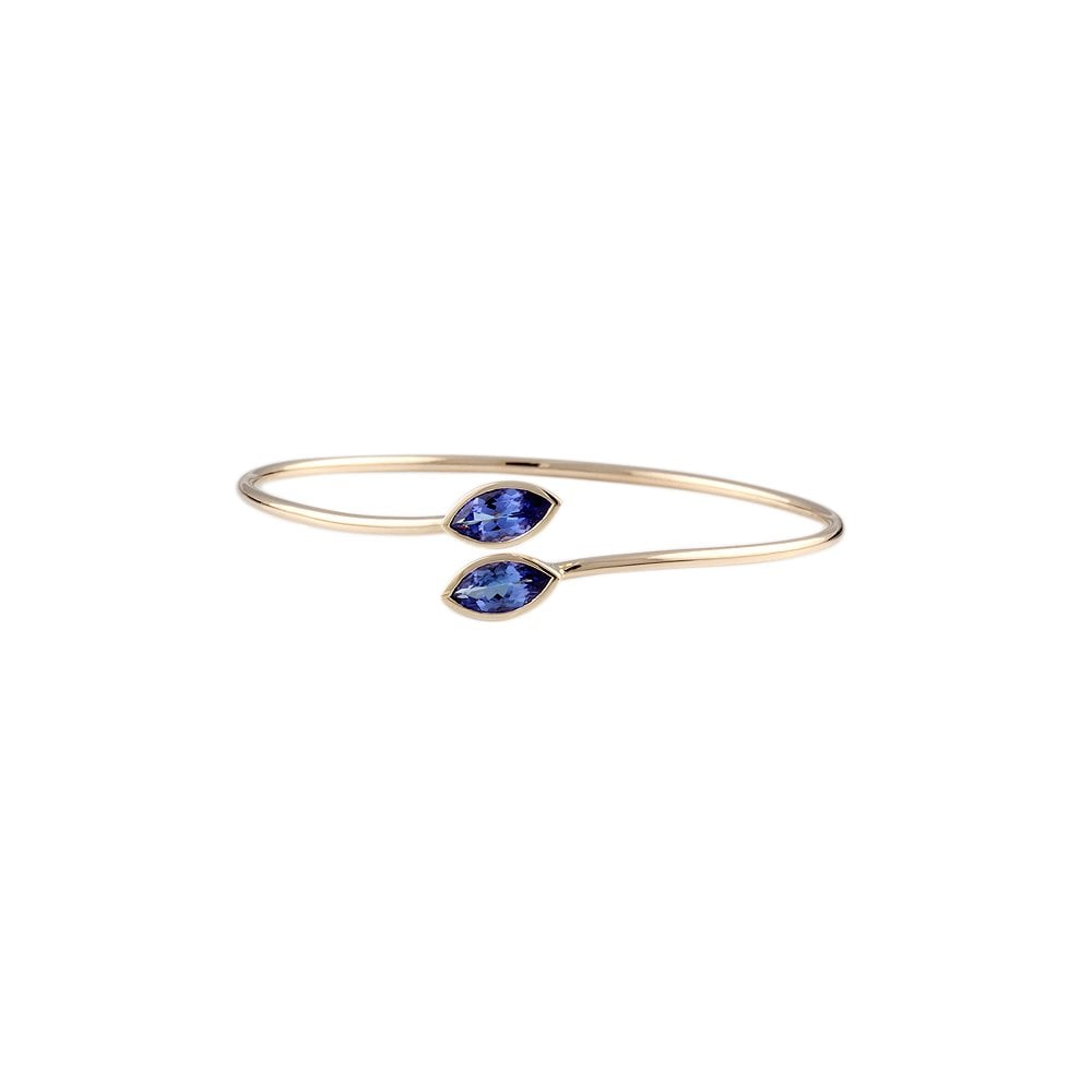 9ct Yellow Gold Tanzanite Torque Style Bangle 3.02ct