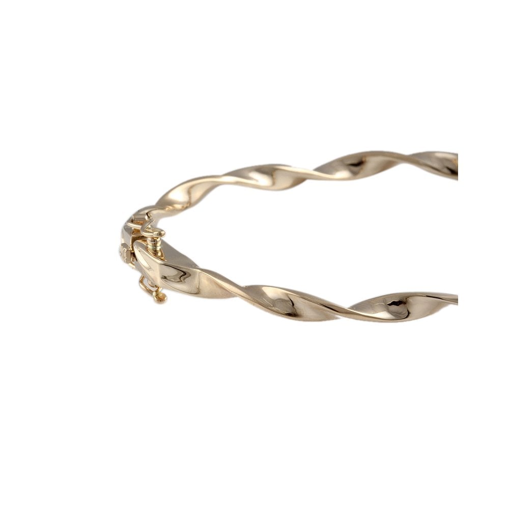 9ct Yellow Gold Hinged Twisted Ribbon Bangle