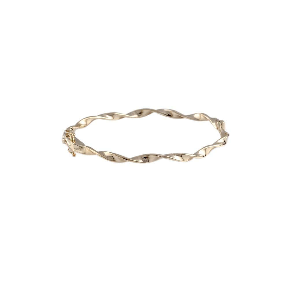 9ct Yellow Gold Hinged Twisted Ribbon Bangle