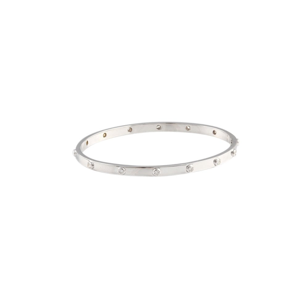 9ct White Gold Diamond Set Slip On Bangle 0.70ct