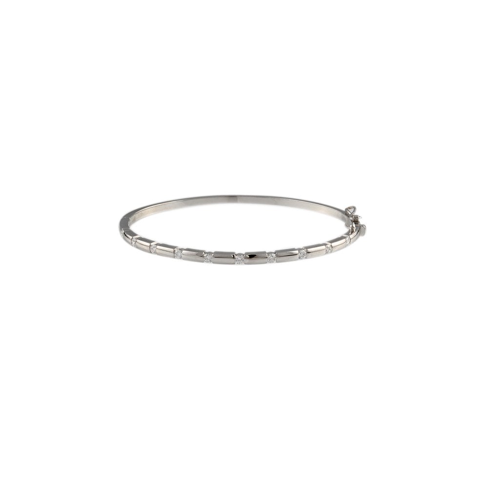 9ct White Gold Hinged Diamond Set Section Bangle 0.60ct
