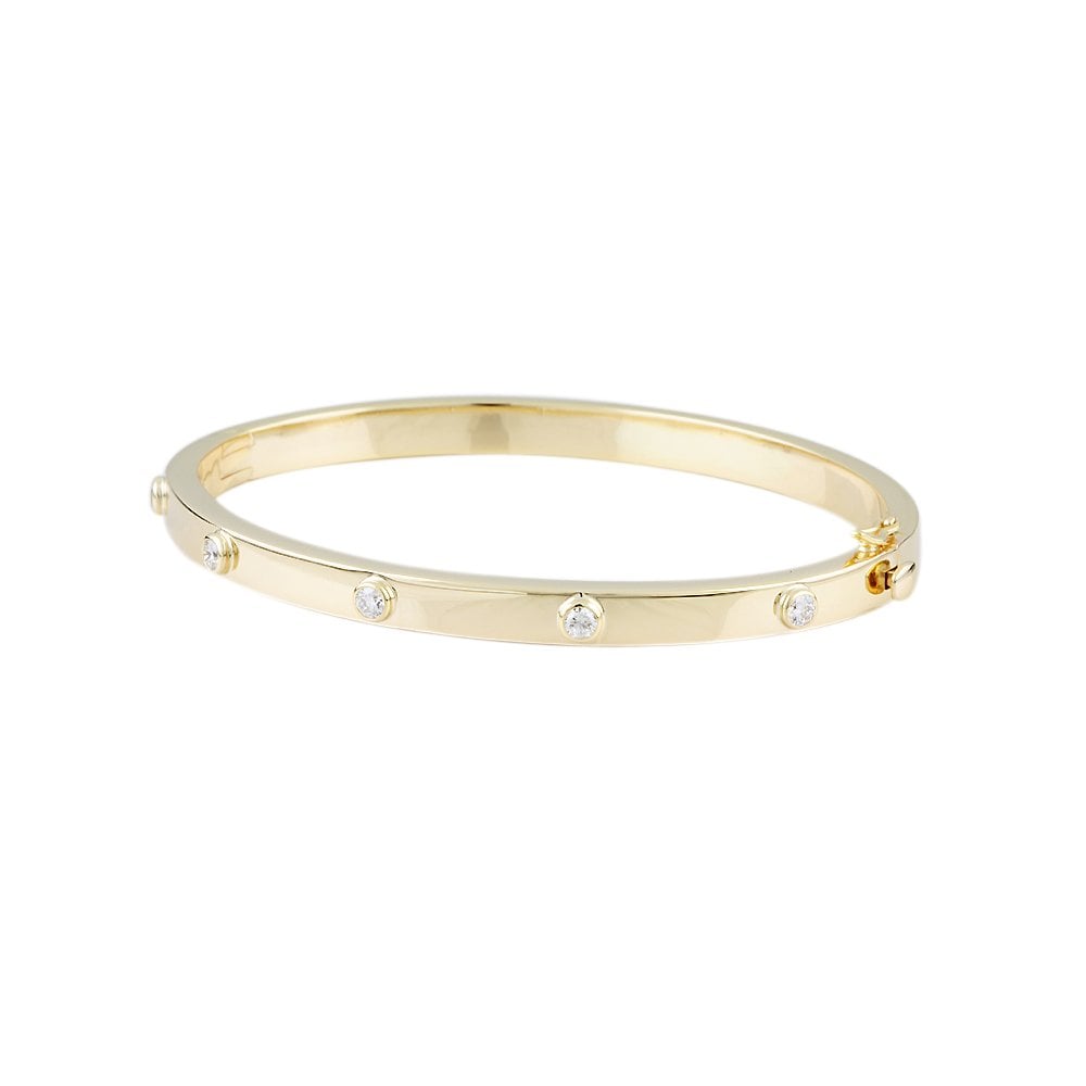 9ct Yellow Gold Hinged Diamond Bangle 0.40ct