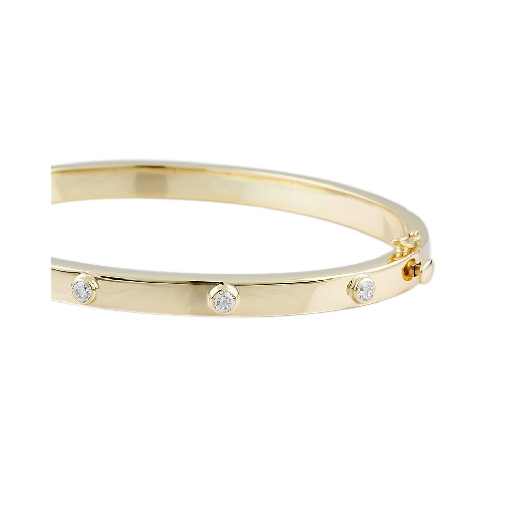 9ct Yellow Gold Hinged Diamond Bangle 0.40ct