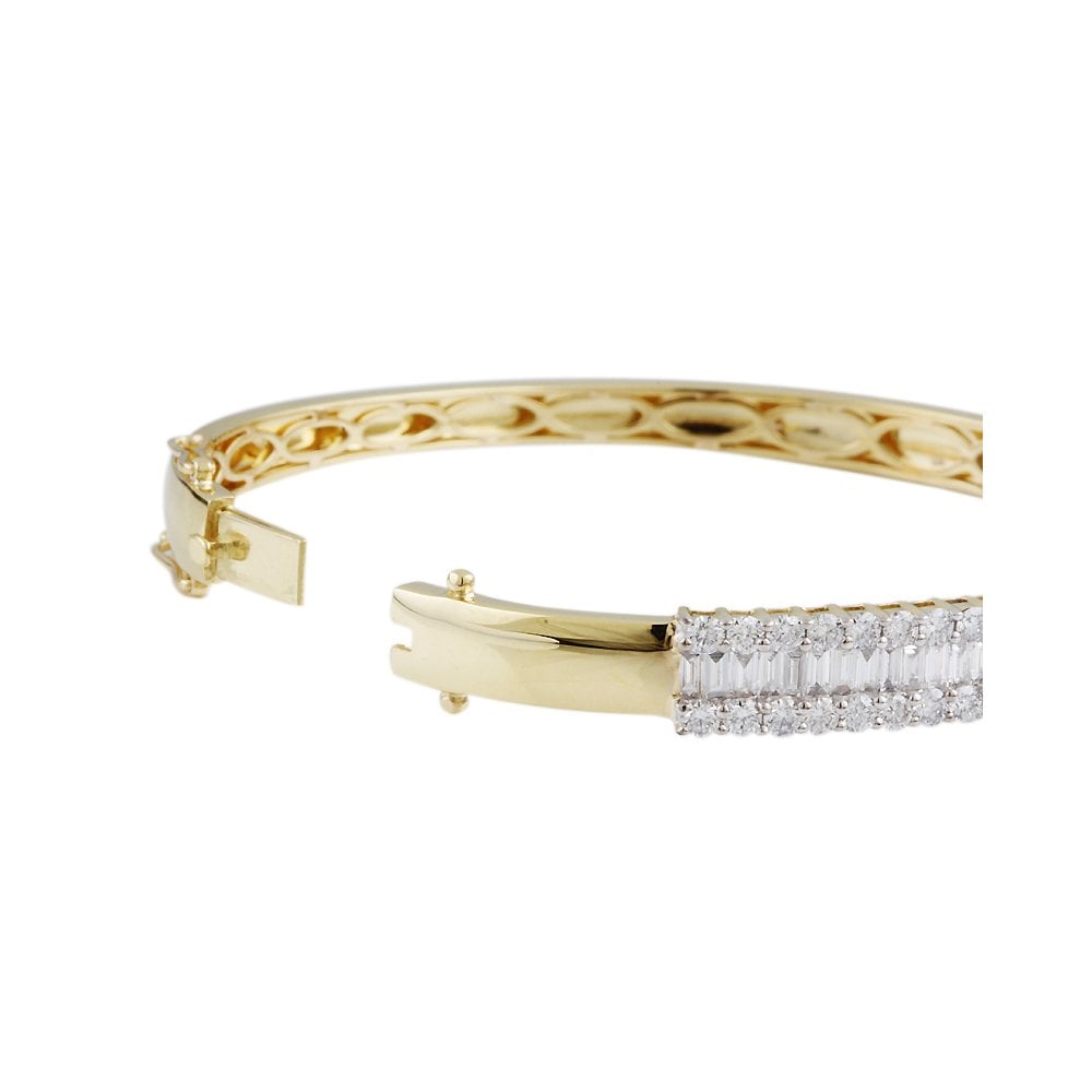 9ct Yellow And White Gold Hinged Diamond Set Statement Bangle 3.47ct