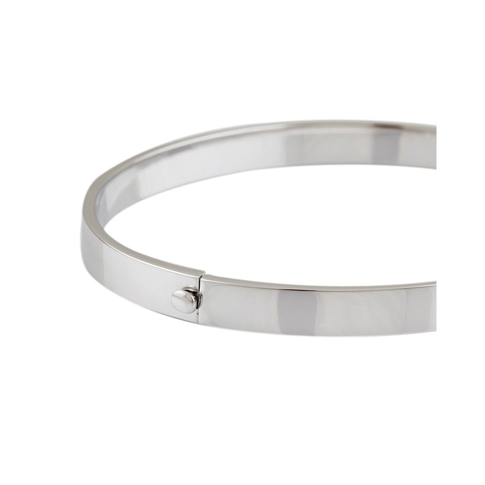 9ct White Gold Hinged Solid Bangle