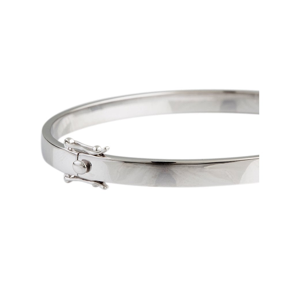 9ct White Gold Hinged Solid Bangle