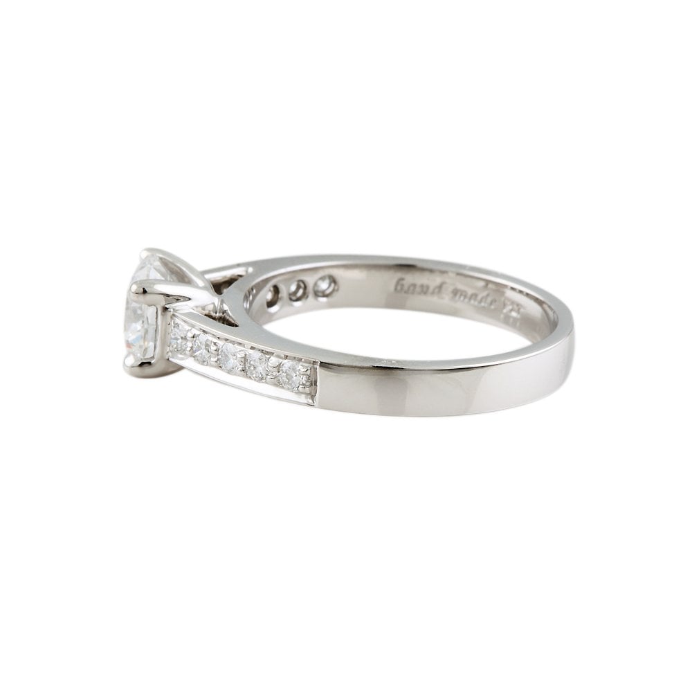Fellini 9ct White Gold Diamond 0.50ct Solitaire Ring with diamond set shoulders