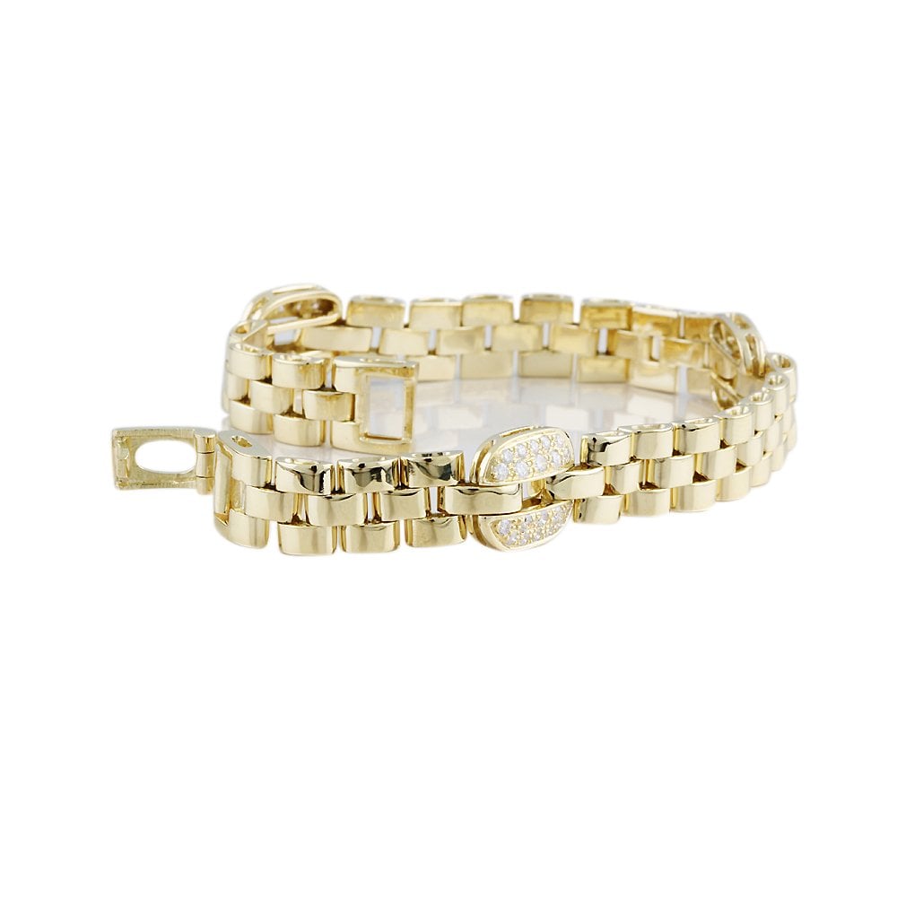 9ct Yellow Gold Diamond Set Watch Link Bracelet 0.90ct