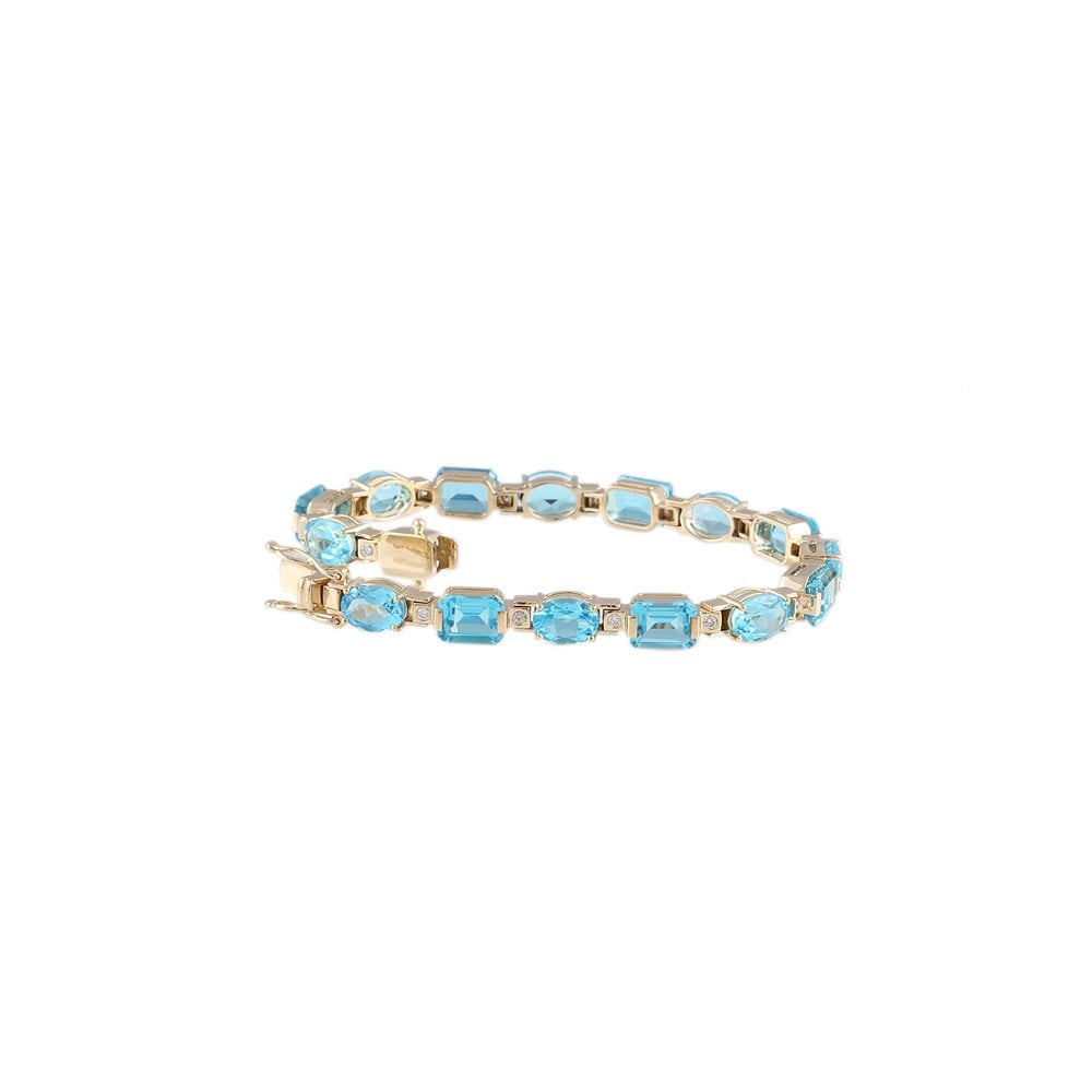 9ct Yellow Gold Mixed Cut Topaz 26.38ct And Diamond 0.32ct Bracelet