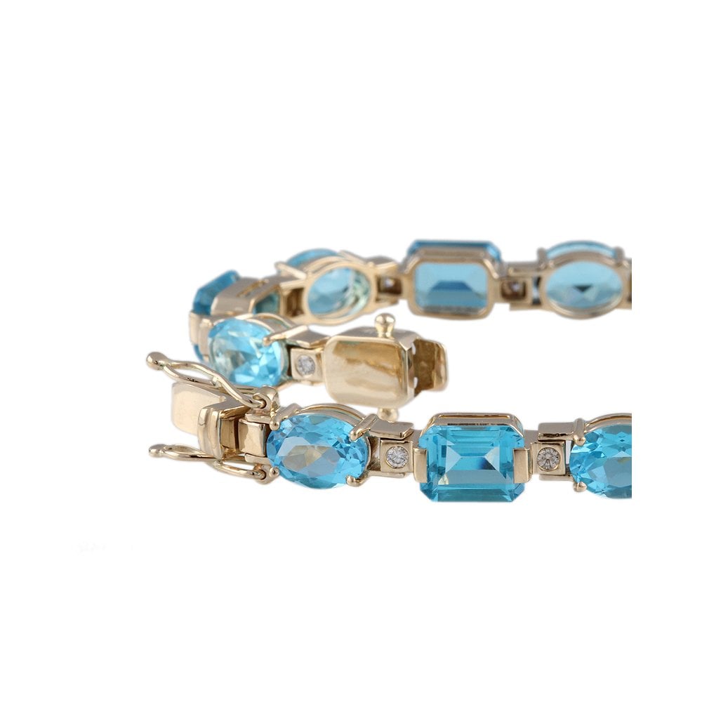9ct Yellow Gold Mixed Cut Topaz 26.38ct And Diamond 0.32ct Bracelet