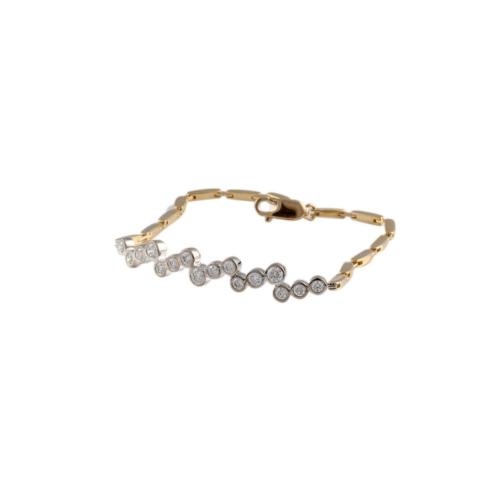 9ct Yellow And White Gold Diamond Triples Bracelet 1.13ct