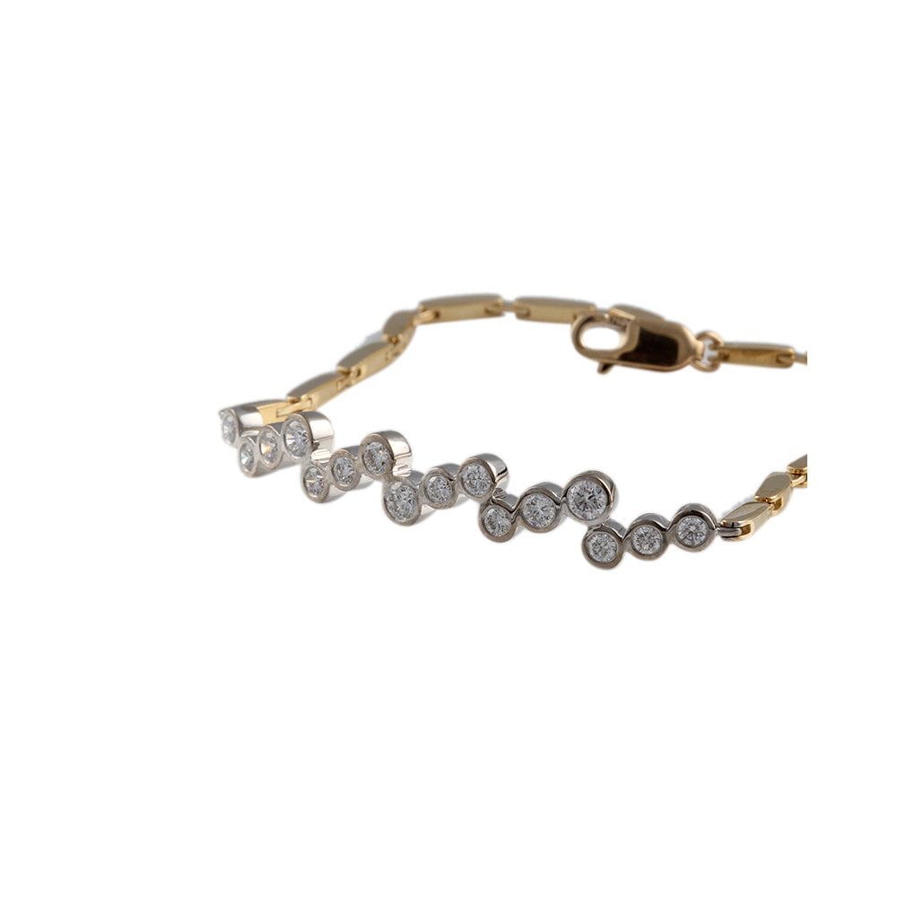 9ct Yellow And White Gold Diamond Triples Bracelet 1.13ct