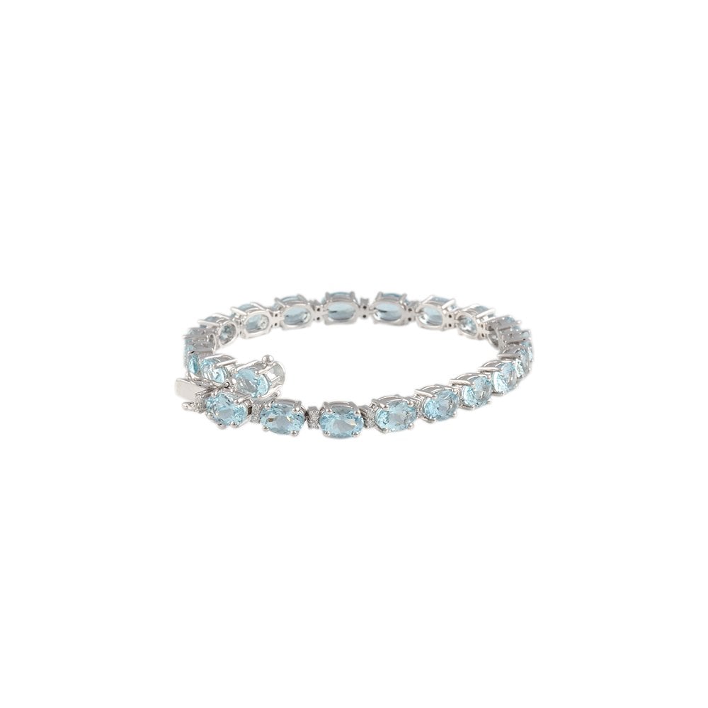 9ct Yellow And White Gold Topaz 19.30ct And Diamond 0.43ct Line Bracelet