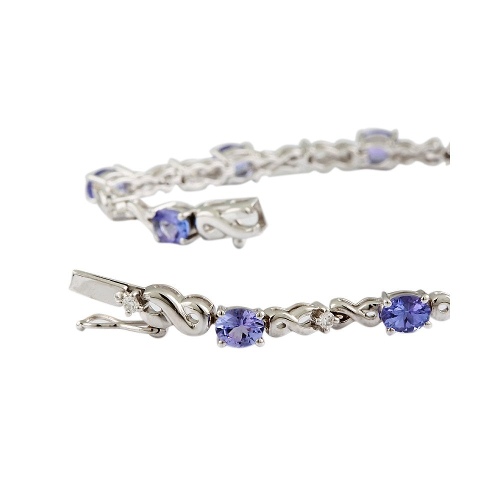 9ct White Gold Tanzanite 3.71ct And Diamond 0.23ct Infinity Link Bracelet